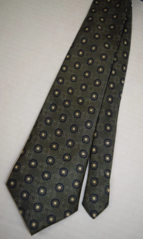 Corbata de Colección Años 40 50 Verde Satinado Bronceado Ovalos Foulard 48" x 2.5" Foto 2 de 4