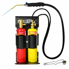 BLUEFIRE Oxygen MAPP Propane Welding Torch Kit MAP Gas Cylinder Rack Flint Light