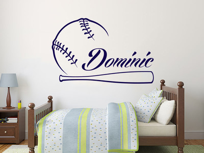 Baseball Game Wall Decal Personalized Boy Name Vinyl Decal Sticker