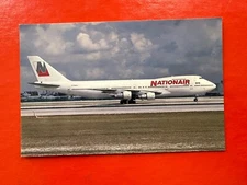 UNUSED  Postcard~NATIONAIR (Canada-C-FNXA) B747-240B @ Miami Florida  1992