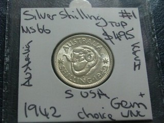 1942 Shilling S GEM Uncirculated Lower USA s Mintage coin Ex Mint roll #42.G1