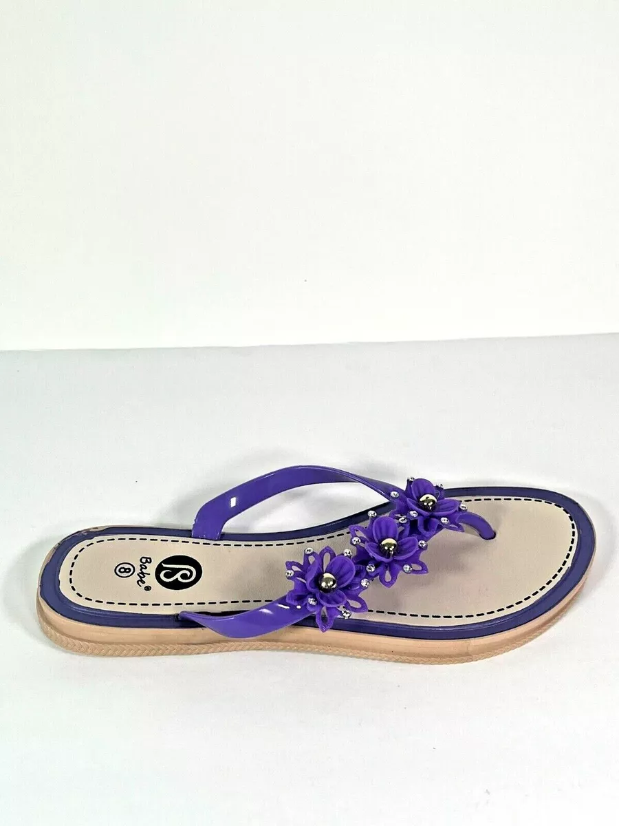 Women s Floral Rhinestone Sandals Purple eBay