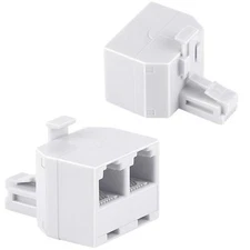 Dual Line RJ11 Wall Jack Adapter Phone Line Splitter for Office and Home Use