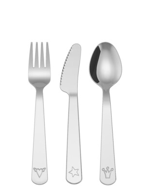 IKEA FABLER BESTECK KINDER GABEL, MESSER, LÖFFEL 3 TEILIGES EDELSTAHL SET