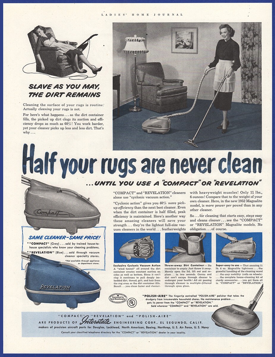 Vintage 1952 INTERSTATE Compact Revelation Vacuum Cleaner 