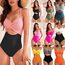 Women's One Piece Swimsuits Tummy Control Cutout High Waisted Bathing Suit Wrap