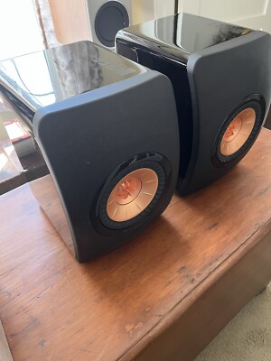 KEF LS50 2-Way Speakers - Gloss Black - With Custom Stands - Pair w/ 2 Stands