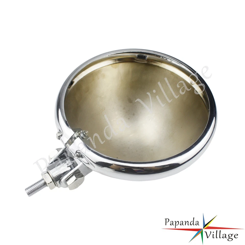 Round 5.75" Headlight Bucket Bulb Chrome Shell For Harley Sportster Dyna Softail - Image 3 of 4