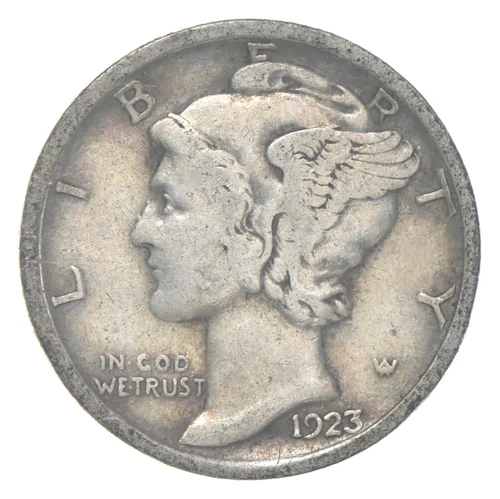 1923 P Mercury Dime circulated 90% Silver Fine F