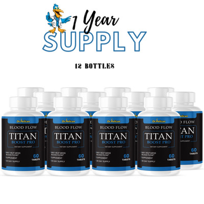 Blood Flow Titan Boost Pro- Men's Health & Performance- 12 Bottles- 720 Tablets