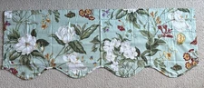 Waverly Valance 18x50 Sage Green Floral Magnolias Scalloped Edge NWOT