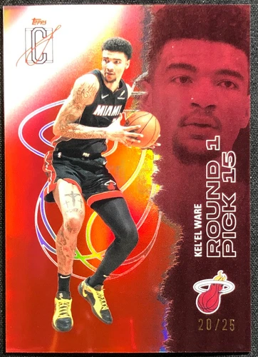 Kel'el Ware 2025-26 Topps Signature Class 20/25 Red Refractor Miami Heat