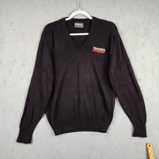 Vintage Tracker Boats Sweater Mens Medium Black McBriar USA Acrylic Pullover 90s
