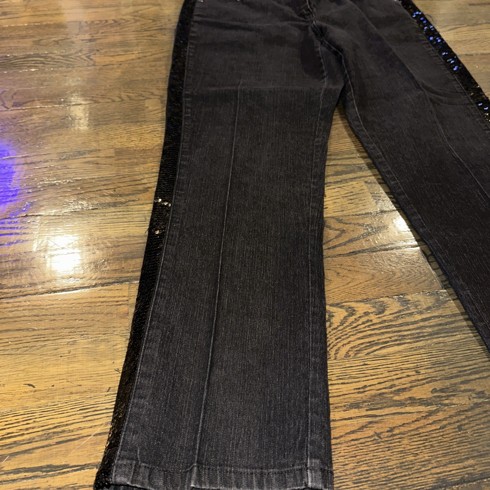 Ruby Rd Black Magic Sequined Stripe Straight Leg … - image 4