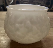 E.O. Brody Co Cleveland Ohio Opaque Milk Glass Vase Overall Embossed 4" Tall