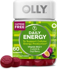 OLLY Daily Energy Gummy, Vitamin B12, CoQ10, Goji Berry, Tropical Flavor, 60 Ct