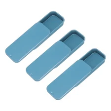 3Pcs Slide Top Tin Containers, 3"x1"x0.4" Mini Metal Empty Tins Box, Blue