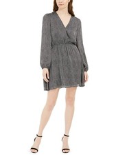 Leyden Womens Mini Surplice Mini Dress Black L