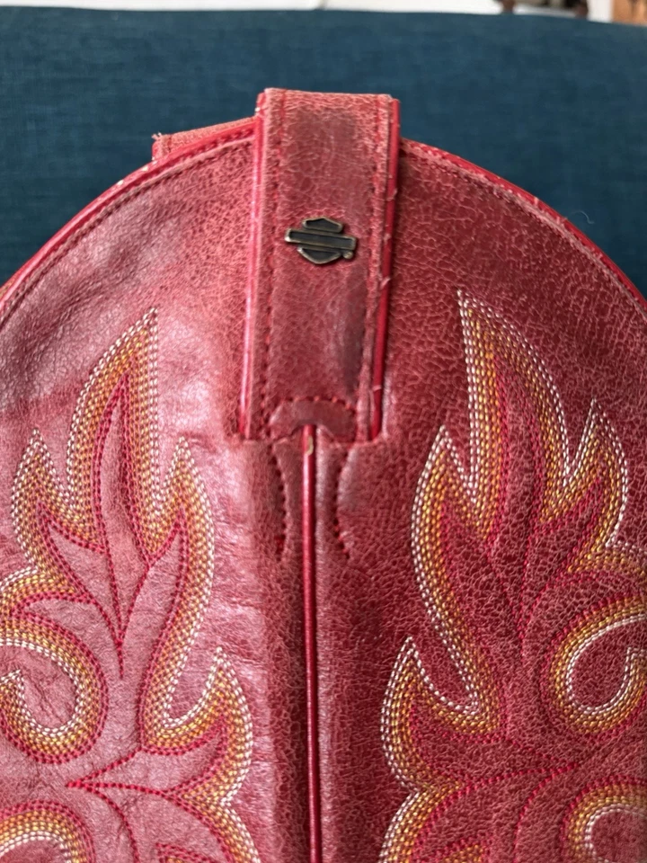 Botas vaqueras de cuero genuinas Harley Davidson• rojas • para mujer talla 7 Foto 4 de 4