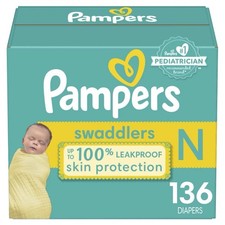 Pampers Swaddlers Newborn Diapers 136 Count Up to 10lbs Unisex 0.33 per diaper