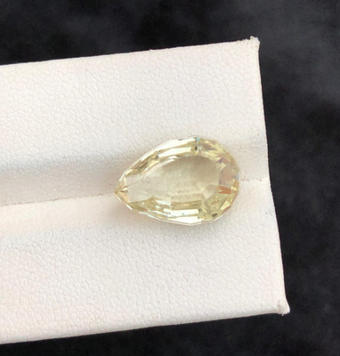9.55 CT  Cut Yellow Kunzite Pear shape loose Gemstone from Afghanistan.