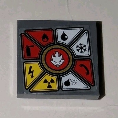 Lego Ninjago tile modified Inverted 2x2 sticker danger symbols Part # 11203pb009