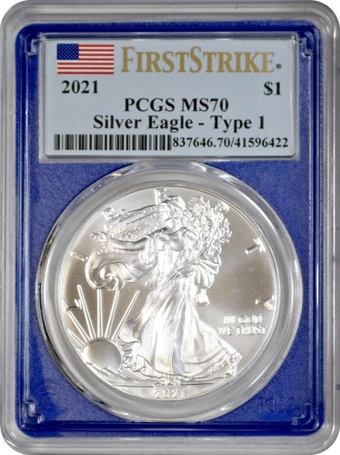 2021 Type 1 Silver Eagle $1 PCGS MS70 First Strike