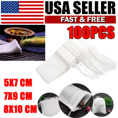 Empty Teabags Loose Teas Herb Disposable Drawstring Flip Tea Bags Filters 100Pcs