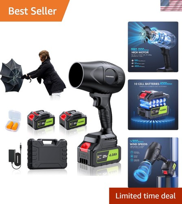 #ad 21V Electric Leaf Blower with 2 Batteries Ideal for Yard and Patio Cleaning $78.49