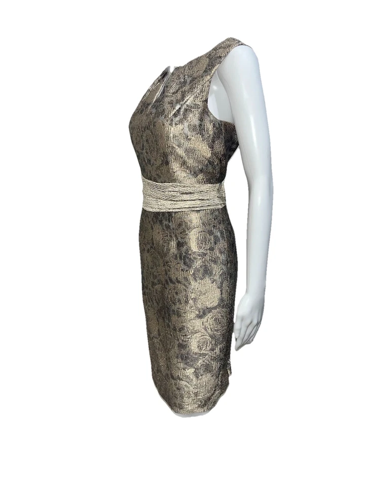 Vestido Vaina Ellen Tracy Talla 6 Metálico Dorado/Bronce Completamente Forrado Noche Fiesta Foto 3 de 4