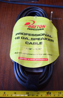 Dayton Professional High Performance Speaker Cable 16 GA 25' 1/4 TO 1/4in Male