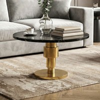 Couchtisch 60Cm Rund Marmor Schwarz Wohnzimmertisch Sofatisch Alu Beistelltisch