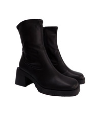 Wide Fit Black Boots Asos UK 9 EU 42 Womens Square Toe Block Heel Platform Zip