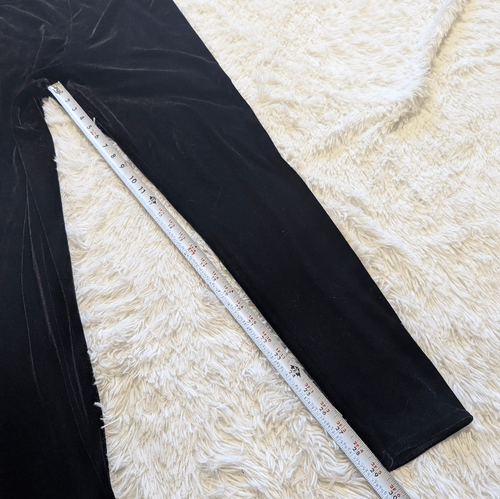 Leggings a vita alta in velluto Blackmilk nero latte vita alta Y2K pantaloni in velluto gotico - Foto 13 di 13