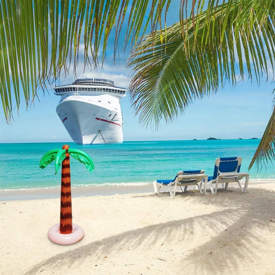 Decoração inflável de palmeira, pacote com 2 coqueiros jumbo praia pano de fundo favor - Imagem 4 de 4