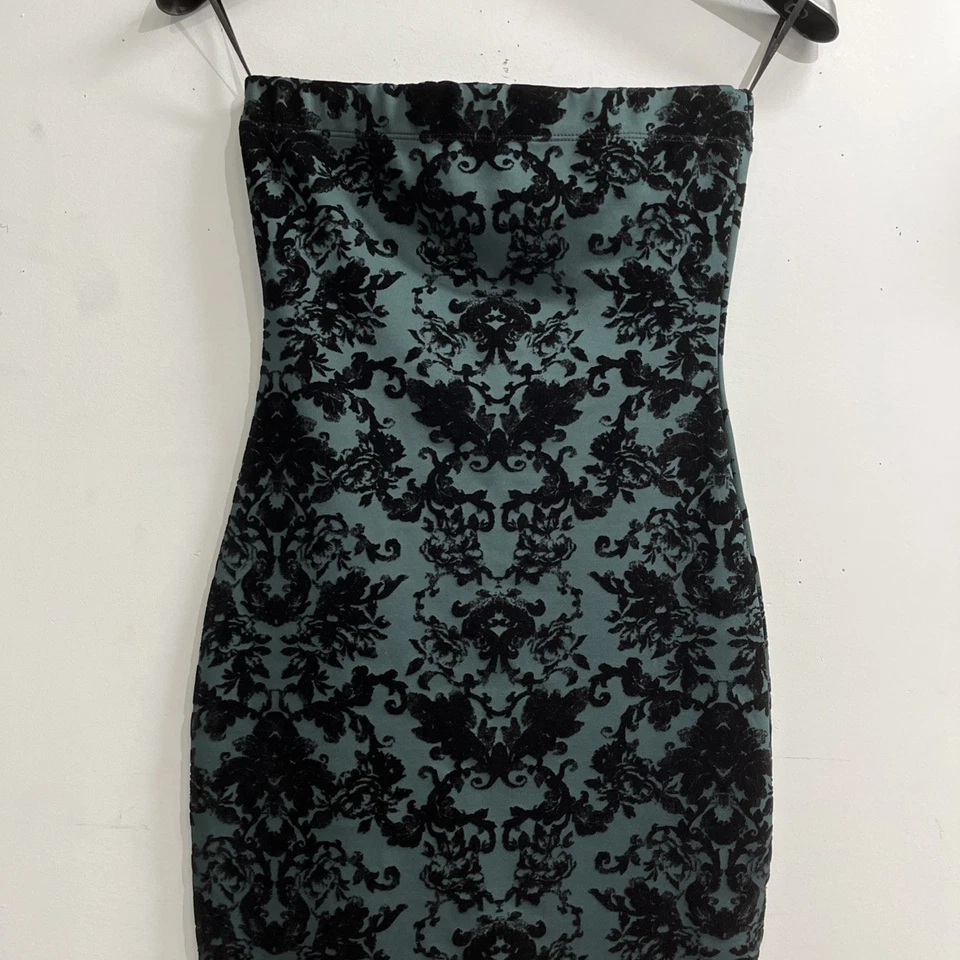 Vestido Acaci Y2K para mujer S terciopelo oscuro agotado sin tirantes ajustado mini caprichoso Foto 2 de 4