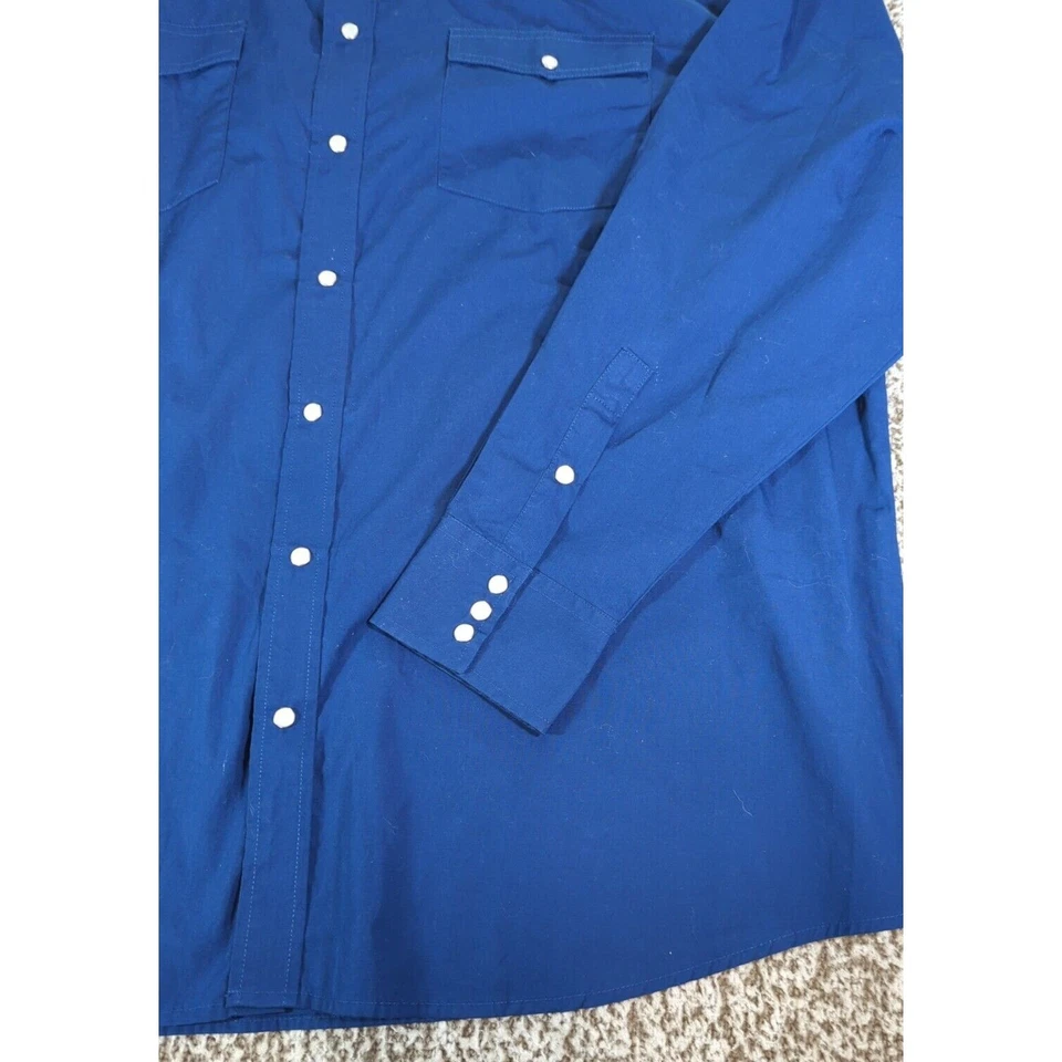 Camisa Occidental Gioberti Azul Para Hombre 4XL con Botones a Presión Perla Blanca Vaquero Italia Foto 4 de 4