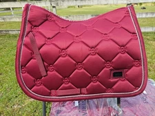 Equestrian Stockholm Bordeuax Saddle Pads - Full - Modern & Monogram