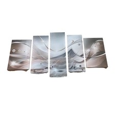 5 Panel Wall Art Decor Abstract Silver Gray Beige Canvas Prints Pictures