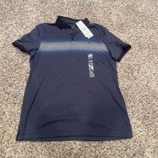  65 Calvin Klein Men's Blue Short-Sleeve Liquid Touch Polo Shirt Size S Golf