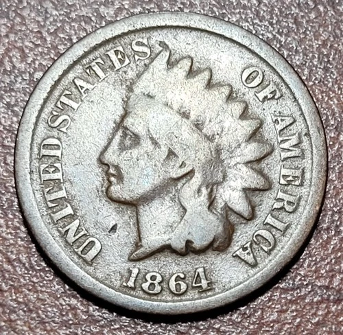 1864 L Indian Head Cent Good Problem Free Original Toning Pointed Bust Penny