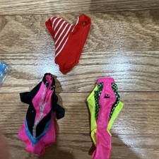 Lot Of 3 Vintage Barbie Bodysuit Swimsuit Wetsuit Pink Red Yellow