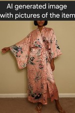 Japanese 56" Long Kimono Robe Cotton, Cherry Blossom, Purple, Pink, White