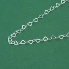 925 Sterling Silver 3mm Heart Link Necklace | Sterling Silver Open Heart Chain