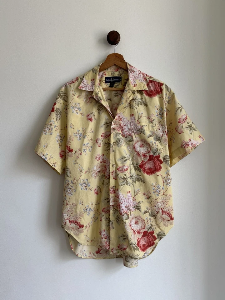 Vintage Polo Hemd Ralph Lauren 90er Hongkong Blumen Muster Urlaub Old Money - Bild 1 von 4