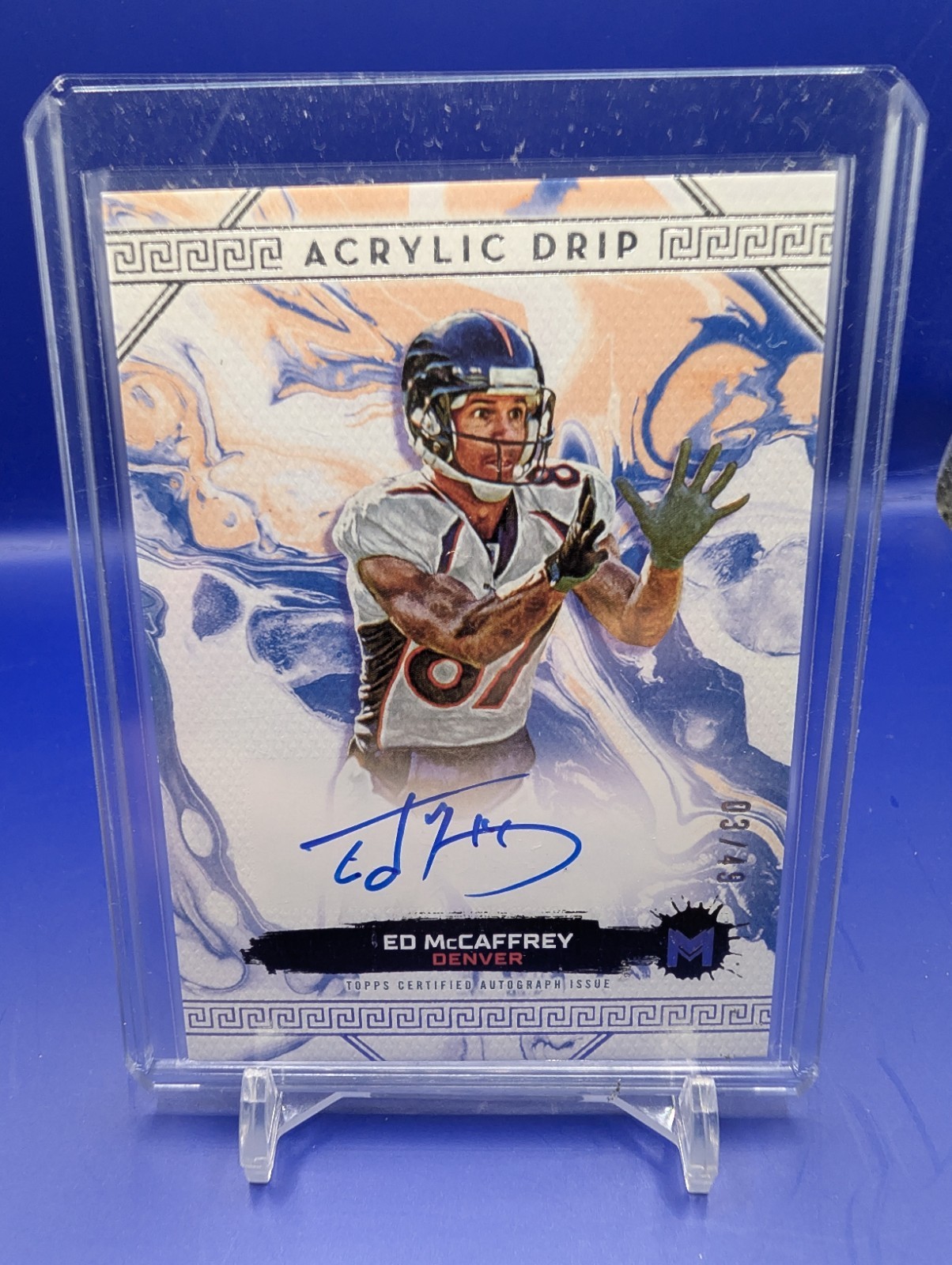 Topps 2023 Motif Football Ed McCaffrey Acrylic Drip Auto AD-EM Broncos /49