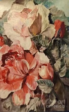 New handmade Painting on 16"x24" Modern ABSTRACT FLOWERS  by artist Wendy