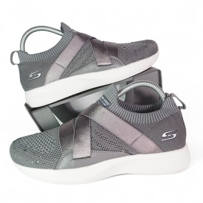 Skechers BOBS Squad 2-City Calling Knitted Shoes Grey 32811 Women's 8.5