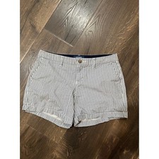 Old Navy Striped Everyday Shorts Casual Summer Blue White Size 12 32 inch
