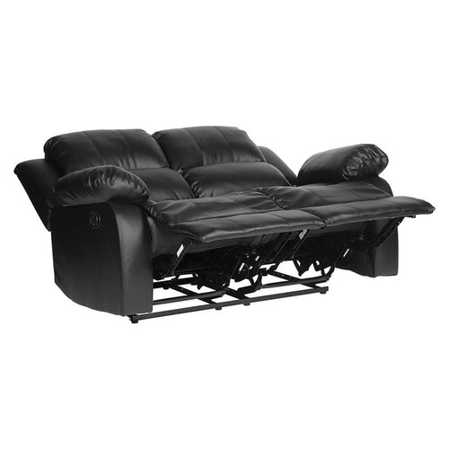 Lazzara Loveseat Faux Leather Rectangle 2-Manual Reclining Black Unfinished Wood - Picture 4 of 8